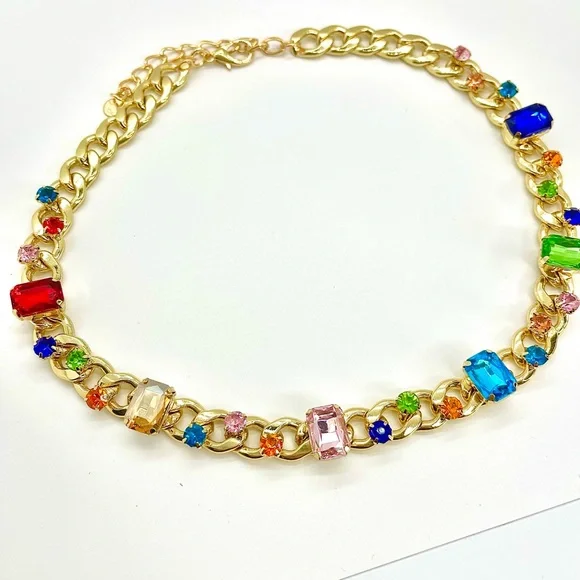 Rhinestone Cuban Link Necklace - Picture 8 of 8